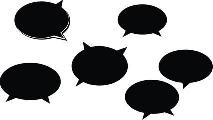 Collection of black speech bubbles silhouette