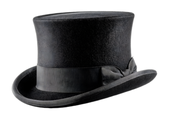 Classic black top hat for magician isolated on white background PNG