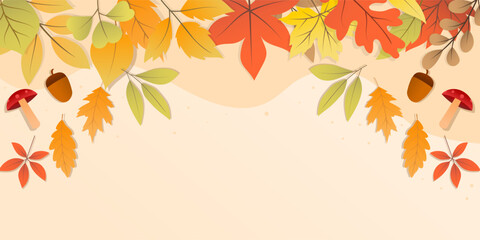 autumn horizontal banner illustration with copy space area