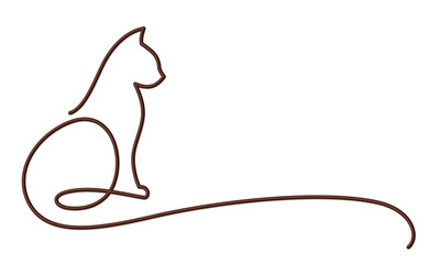 One line cat stylized symbol.
