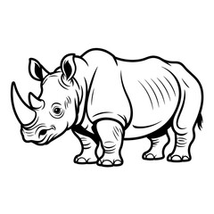 A rhinoceros illustration vector style coloring page 
