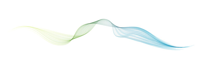 Vector abstract brush stroke wavy lines flowing smooth curve blue green gradient isolated on transparent background in concept of technology, science, music, modern.