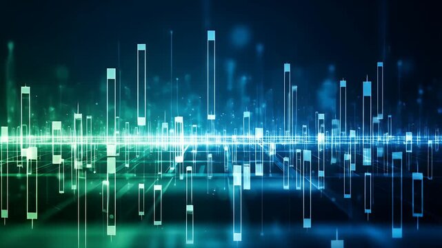 Abstract glowing rectangles with gridlines on a dark background