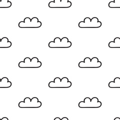 Clouds. Seamless pattern. Simple design. Vector illustration on white background.