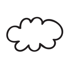 Cloud. Hand drawn outline icon. Vector design. Children art. Illustration on white background.