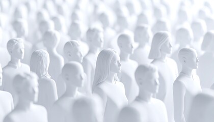 Crowd of white figures