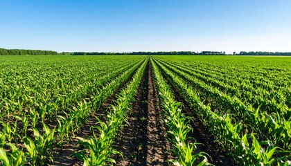Vast cornfield under a clear sky