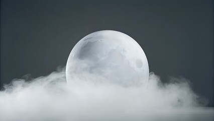 Full Moon Rising Above Clouds on Dark Sky Mystical Night Fantasy Scene