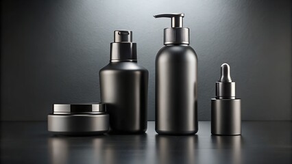 Matte Black Cosmetic Bottles and Jar