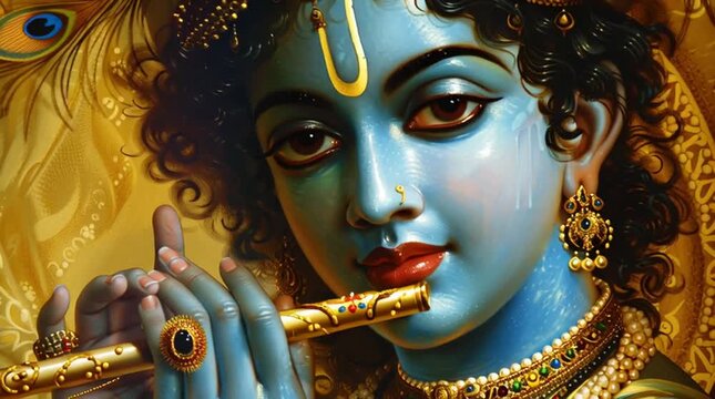 Lord krishna playing his flute