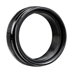 Close-up of a Black Camera Lens Ring with Gear