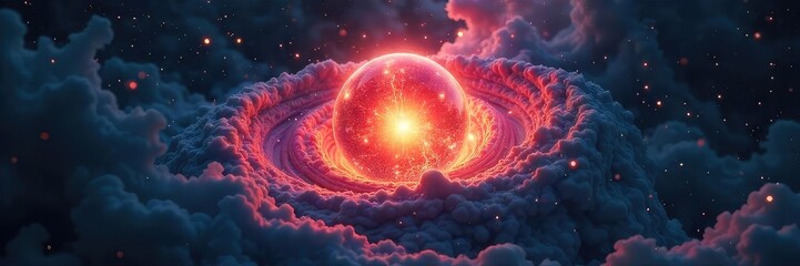 Obraz premium Mysterious dark energy swirls around a glowing orb, representing unseen, potent background power Perfect for fantasy, sci-fi, or abstract concepts , might, hidden energy, sphere