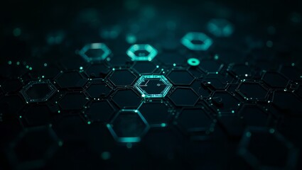 Obraz premium Glowing hexagonal network abstract background