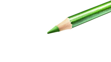 Title: Bright Green Crayon Object Clearly Isolated on White Background for Art and Design Use