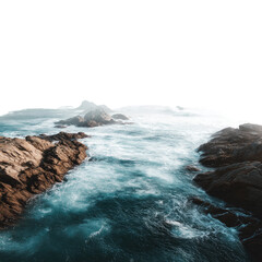 Rocky coastline with churning waves
