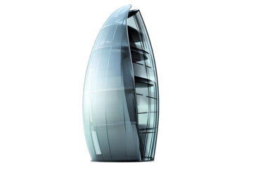 glass skyscraper isolated on a transparent background. 3d render illustration