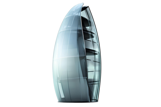 glass skyscraper isolated on a transparent background. 3d render illustration