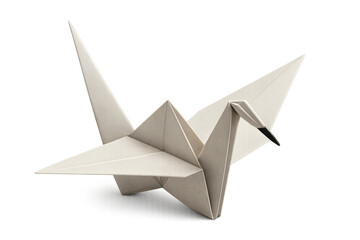 Origami crane standing with transparent background