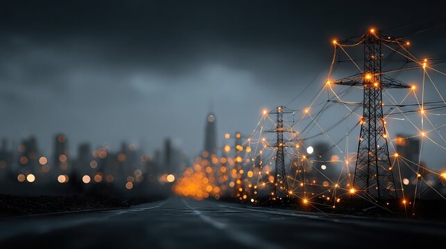 AI manages smart grid energy network with glowing data, visualizing real-time control systems, intelligent electricity optimization, and future utility tech.