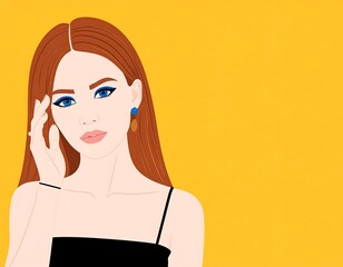 Stylish woman portrait on bright background