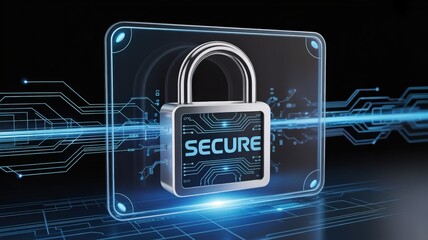 vpn proxy protection connection concept. Digital padlock symbolizing security and protection in a technological environment.