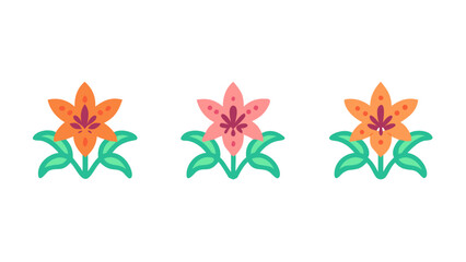 tiger-lily-flower-icon-set