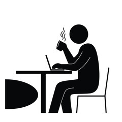 Relaxed Worker Coffee Break Laptop Icon