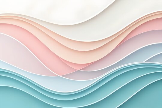 Abstract layers of pastel colors creating a wave like pattern with a smooth and textured appearance - Powered by Adobe