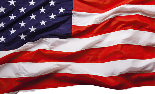 Close-up of an American flag billowing