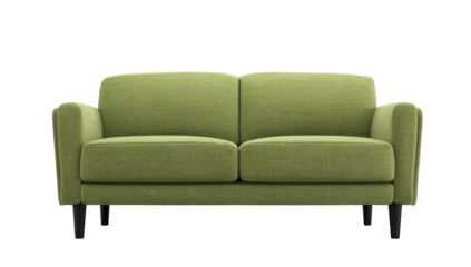 Front view of a light olive green sofa
