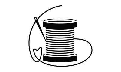 Simple tailor logo design. Sew needle sign vector illustration