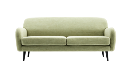 Light-green sofa with curved arms