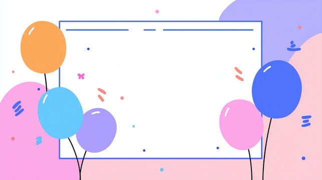 Vibrant birthday celebration with colorful balloons and festive confetti, perfect for invitations and party decor