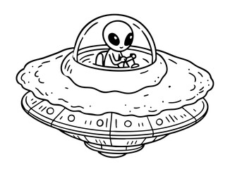 Cute Alien Piloting a UFO