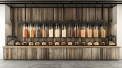 Dry goods display wall modern food store