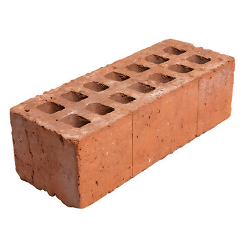 Fototapeta Red construction brick for building and masonry isolated on a transparent background png
