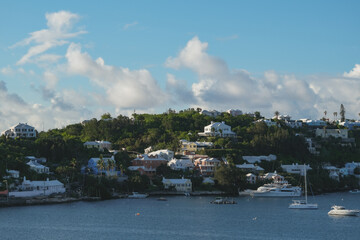 Tropical paradise Caribbean white sandy beach laguna luxury resort millionaire refuge hideaway getaway Bermuda island for deluxe dream holiday vacation picturesque landscape seascape scenery