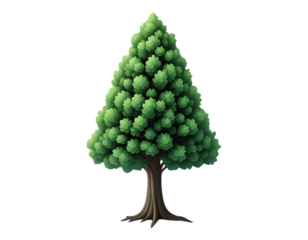 Illustration of a Lush Green Tree with Dense Foliage