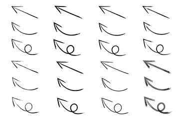 Hand-drawn Curved Arrows Pointing Upper Left – Brush Style Collection