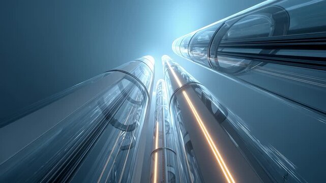 Modern Elevators Extending Upward with a Sense of Technology