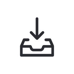 Obraz premium Simple black line icon of a download symbol on white background
