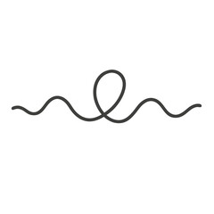 Obraz premium A minimalist black line art design featuring a wavy line with a loop, on a white background, symbolizing creativity and fluidity in a simple graphic illustration.