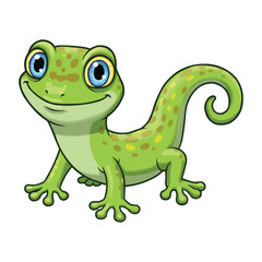 Smiling Cartoon Gecko with Big Eyes and Spotty Skin