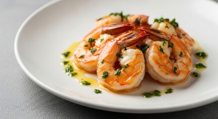 shrimps with garlic, butter and parsley for dinner