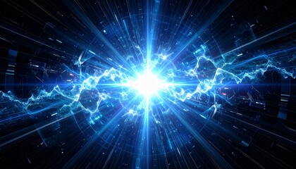 Quantum Data Flow, Tech Background. Future technology digital abstract background concept. 3d rendering