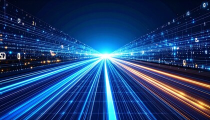 Quantum Data Flow, Tech Background. Future technology digital abstract background concept. 3d rendering