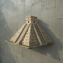 landmark mesoamerican pyramid 3D icon on the wall - 3D illustration for architecture and city
