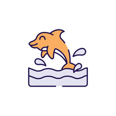 Dolphin in Water icon design with white background stock illustration