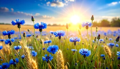Summer field of cornflowers