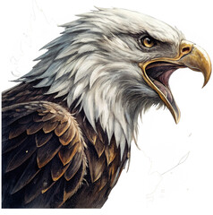 A stunning illustration of a majestic eagle in flight, showcasing its powerful wings and sharp gaze in a realistic, nature inspired setting